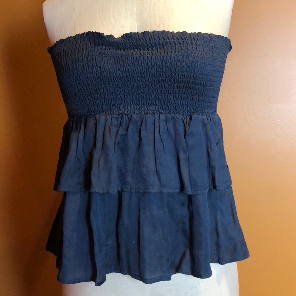 Navy scrunchy tube top